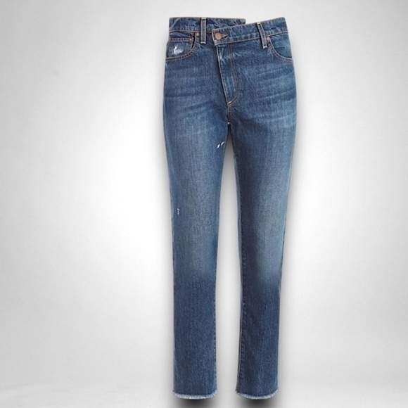 Alice + Olivia Raw Hem Asymmetrical Ankle Jeans Size 25 NEW With Tags - Picture 5 of 8